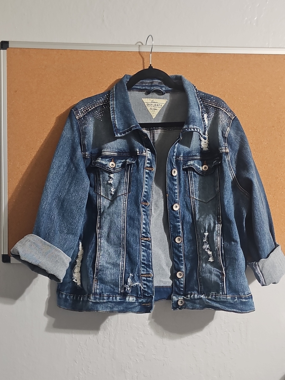 Distressed Denim Jacket - Blue